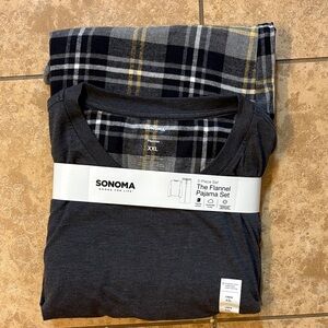 Sonoma Gray and Plaid Flannel Pajama Set